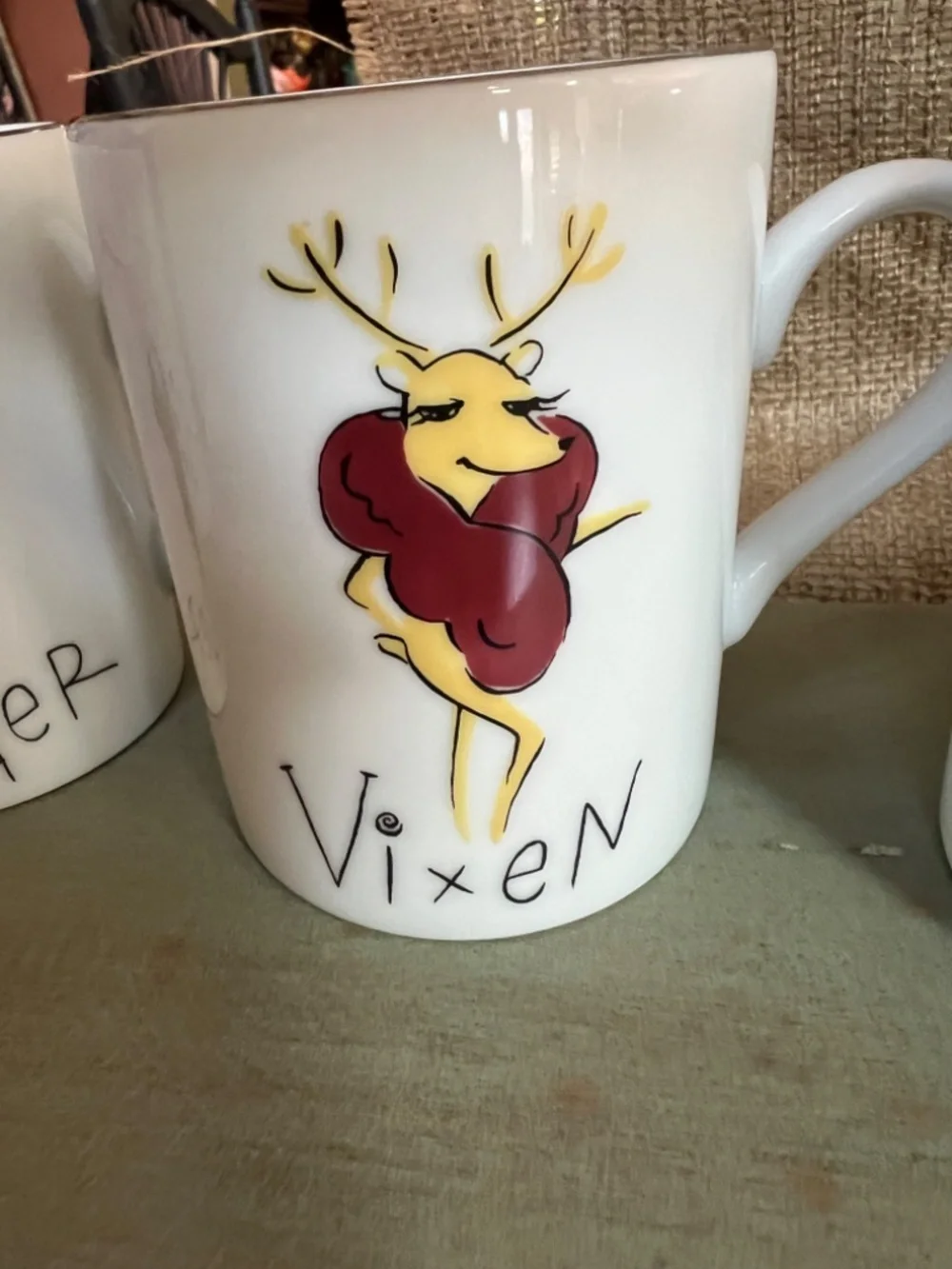 Pottery Barn Santa's Reindeer Coffee Mug Set